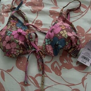 Wild Fable Floral Bikini Top - Pink, Blue, Green